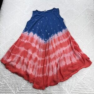VTG Shoreline Dress Tunic Women OS Tie Dye Sleeveless Beach Costal Festival 90's